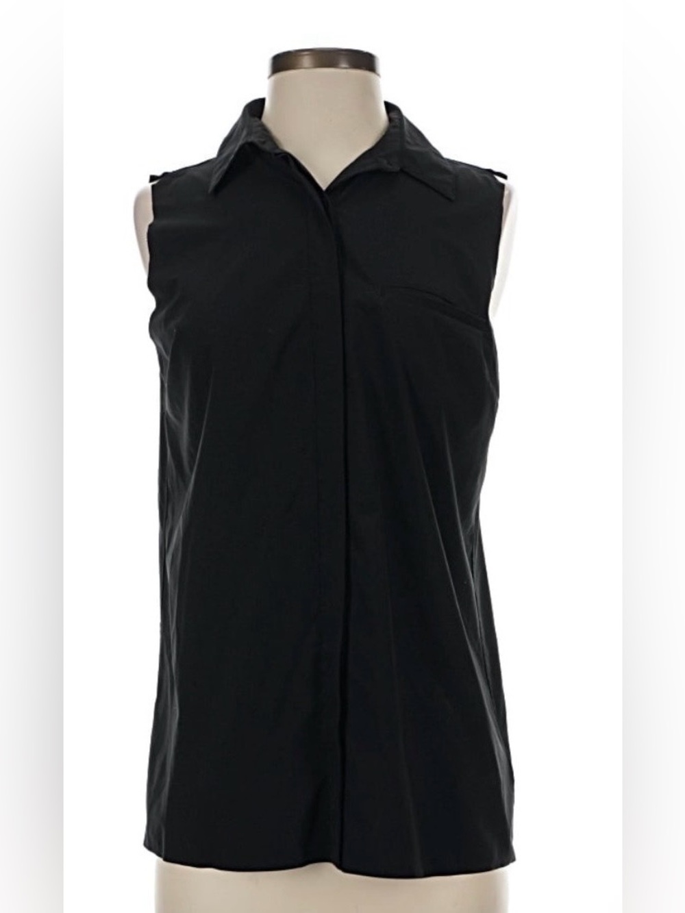 Athleta Black sleeveless button Top
